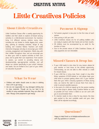 Private Liittle Creatiives Class - Single Class