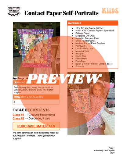 Contact Paper Self-Portraits Art Lesson Plan [Digital Download]