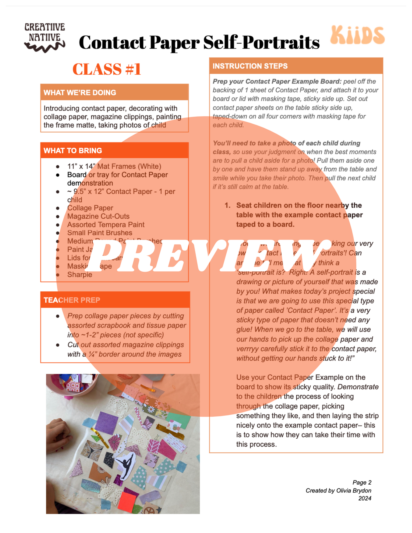 Contact Paper Self-Portraits Art Lesson Plan [Digital Download]