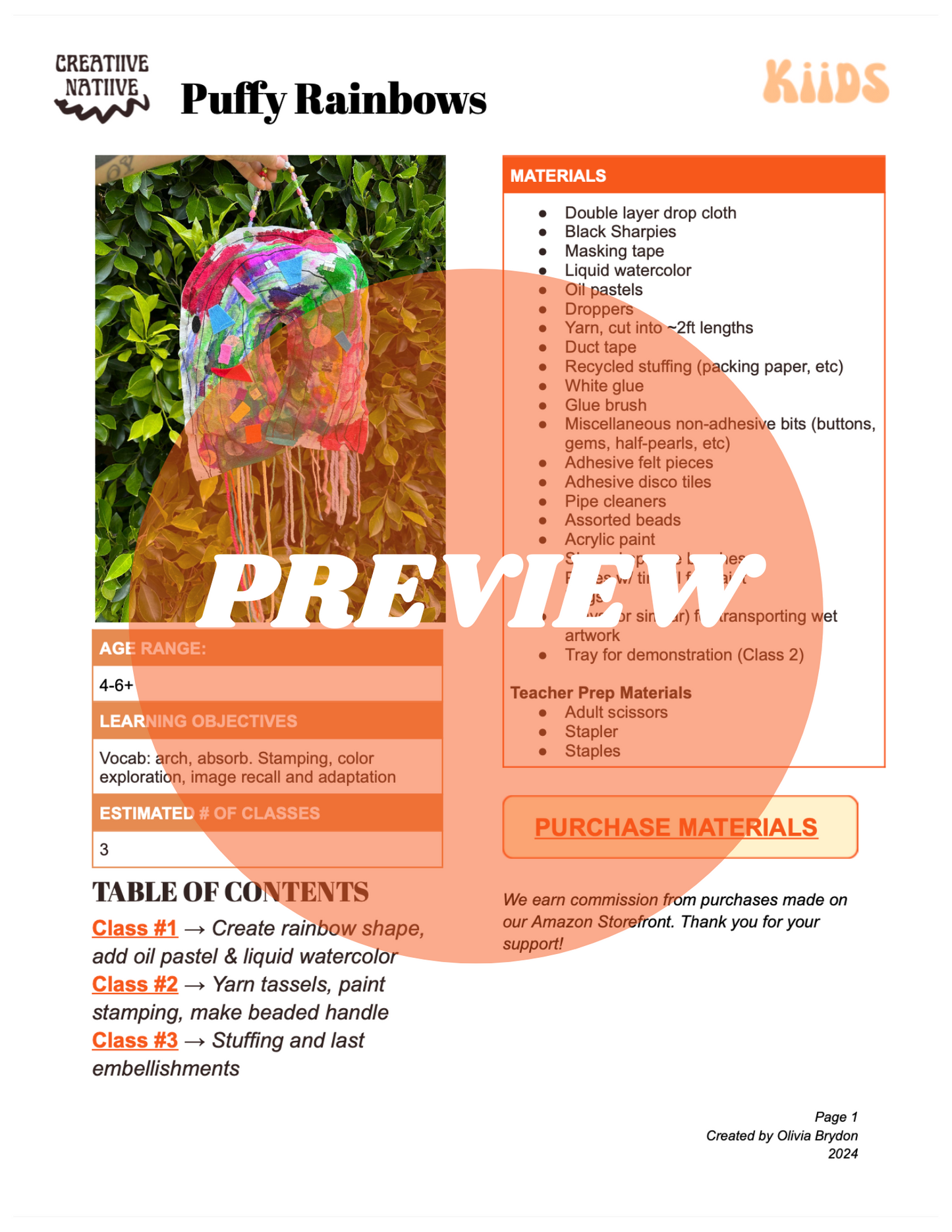 Puffy Rainbows Art Lesson Plan [Digital Download]
