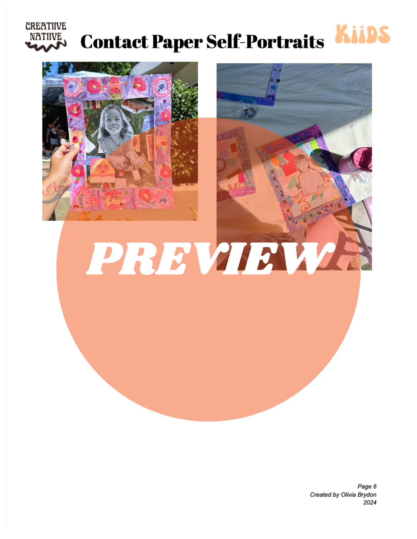 Contact Paper Self-Portraits Art Lesson Plan [Digital Download]